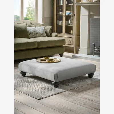 Cox and Cox Stockholm Ottoman - Olive Velvet