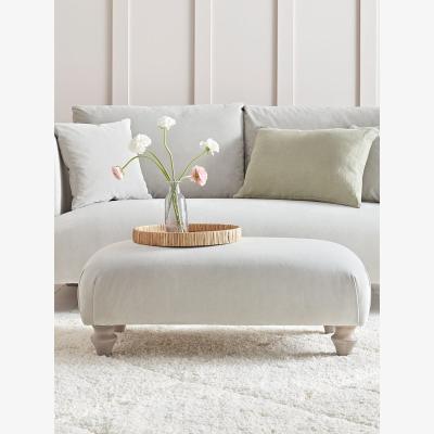 Cox and Cox Geneve Ottoman – Fog Opulent Cotton Velvet
