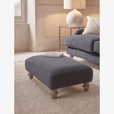 Cox and Cox Reine Ottoman – Navy Opulent Cotton Velvet