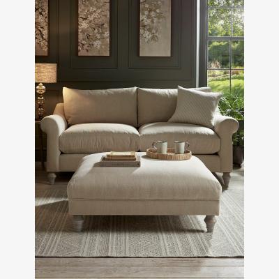 Cox and Cox Square Coffee Table Ottoman – Peony Wide Cotton Stripe