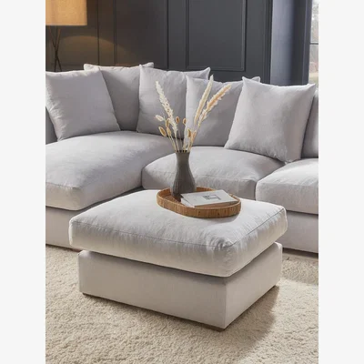 Cox and Cox Lyon Ottoman – Agave Opulent Cotton Velvet