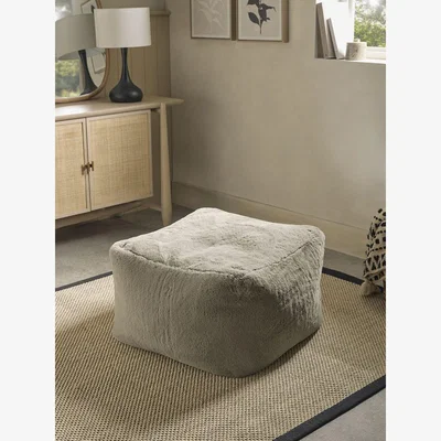 Cox and Cox Cosy Luxe Faux Fur Pouffe - Mink