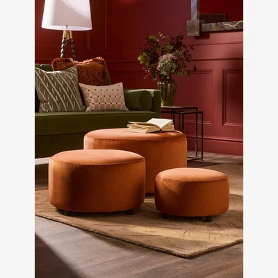 Cox and Cox Three Stacking Ottomans - Eau De Nil