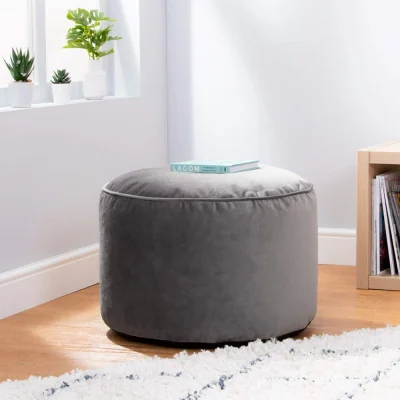 Cuckooland Icon Milano Velvet Pouffe - Charcoal Grey