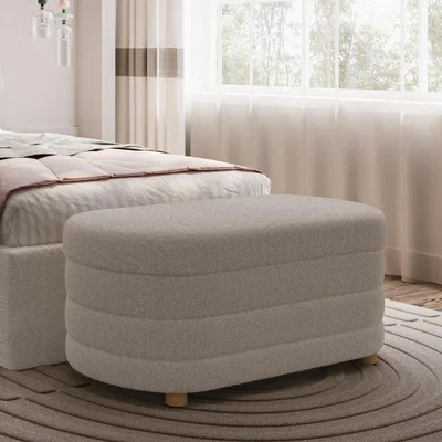 Cuckooland Flair Ava Boucle Ottoman Storage Box Cream -