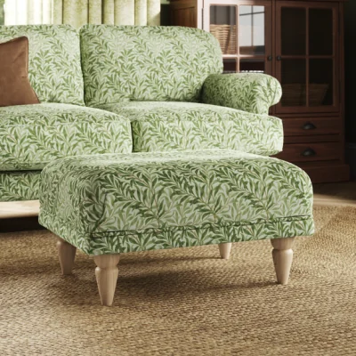 Dunelm Jolene William Morris Willow Bough Print Velvet Footstool