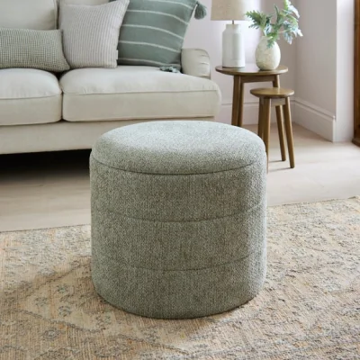 Dunelm Chenille Round Ottoman with Tray