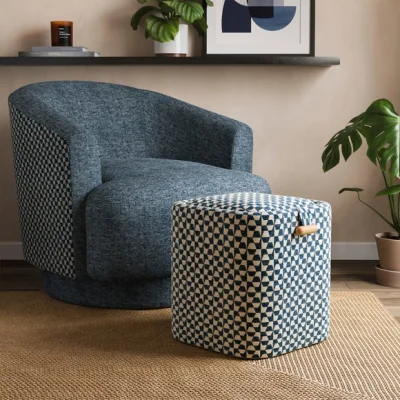 Dunelm Geo Checkerboard Tray Table Storage Footstool