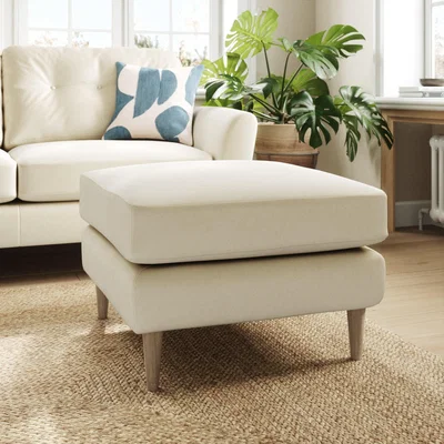 Dunelm Sven Opulent Velvet Footstool Champagne