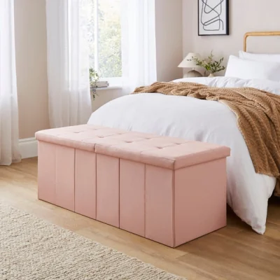 Dunelm Faux Linen Bed Ottoman