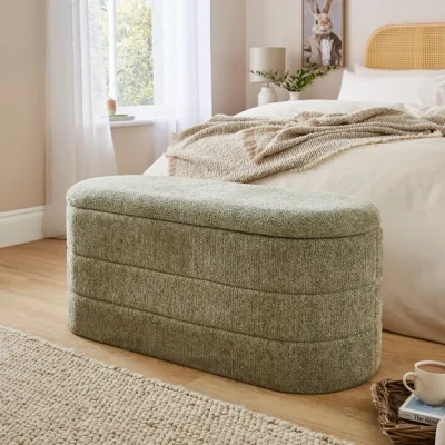 Dunelm Chenille Lozenge Ottoman with Tray