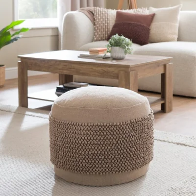 Dunelm Jersey Bobble Banded Cotton Pouffe