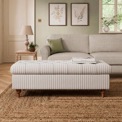 Dunelm Long Buttoned Linford Stripe Storage Footstool