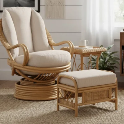 Dunelm Desser Viola Rattan Footstool
