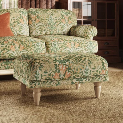 Dunelm Jolene William Morris Woodland Weeds Print Velvet Footstool Woodland Weeds Fennel