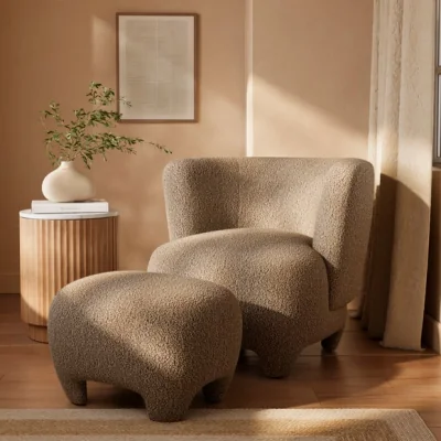 Dunelm Rhetta Sherpa Chair and Footstool