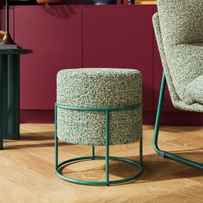Dunelm Luxe Boucle Metal Framed Footstool