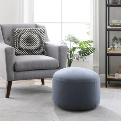 Dunelm Soft Marl Pouffe Cover Denim