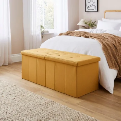 Dunelm Faux Linen Bed Ottoman