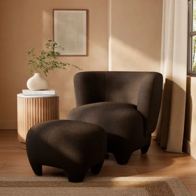 Dunelm Rhetta Boucle Chair and Footstool