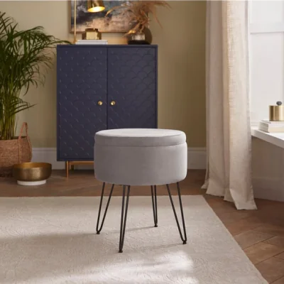 Dunelm Avery Velvet Storage Footstool