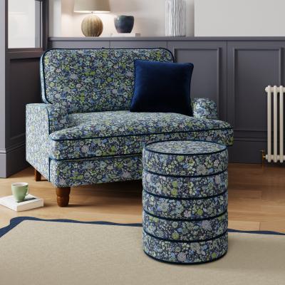 Dunelm Contrast Piping Storage Footstool, Ditsy Floral