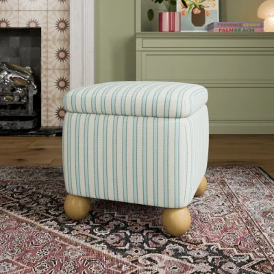 Dunelm Nylah Scallop Stripe Storage Footstool