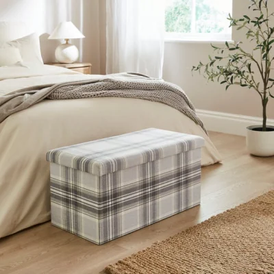 Dunelm Charnwood Checked Rectangle Ottoman