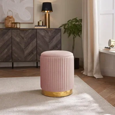Dunelm Esme Pleated Velvet Storage Footstool