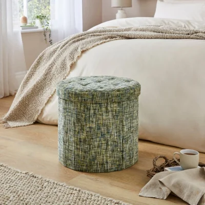 Dunelm Multi Chenille Round Ottoman