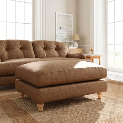Dunelm Martha Arizona Faux Leather Footstool