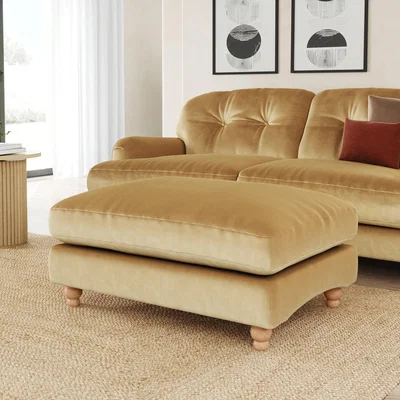 Dunelm Martha Vintage Velvet Footstool Vintage Velvet Honey