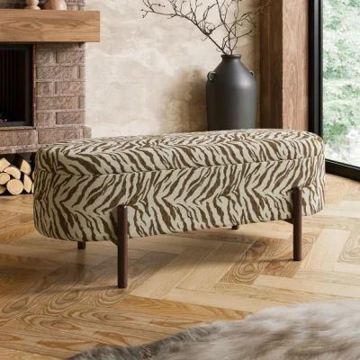 Dunelm Marley Tiger Stripe Chenille Storage Ottoman