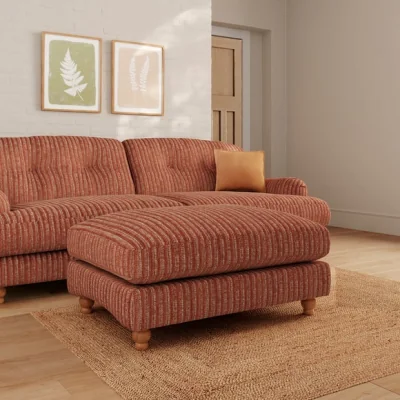 Dunelm Martha Chunky Chenille Stripe Footstool