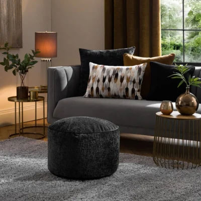 Dunelm Radiance Chenille Round Pouffe