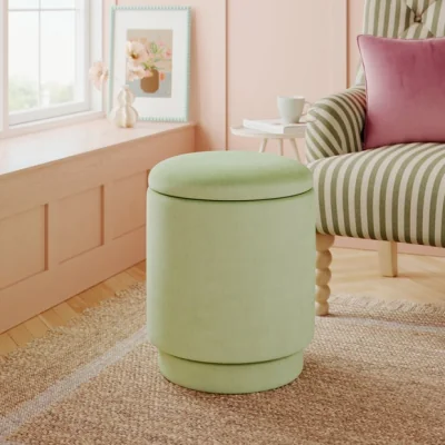 Dunelm Dara Velvet Swivel Storage Footstool