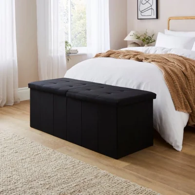 Dunelm Faux Linen Bed Ottoman