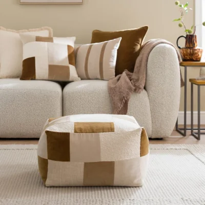 Dunelm Clara Patchwork Boucle Pouffe