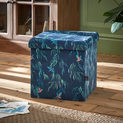 Dunelm Kingfisher Cube Ottoman Teal (Blue)