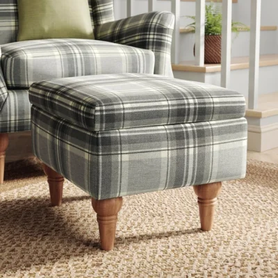 Dunelm Charnwood Checked Storage Footstool