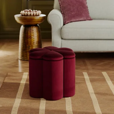 Dunelm Flower Velvet Storage Footstool