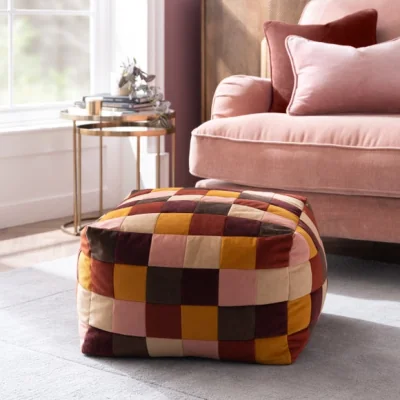 Dunelm Eliza Patchwork Cube Pouffe