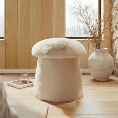 Dunelm Mushroom Faux Fur Storage Footstool