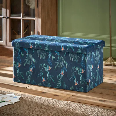 Dunelm Kingfisher Rectangle Ottoman Teal (Blue)