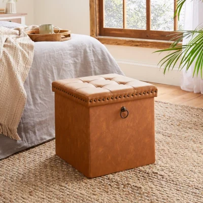Dunelm Faux Leather Cube Storage Ottoman