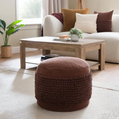 Dunelm Jersey Bobble Banded Cotton Pouffe