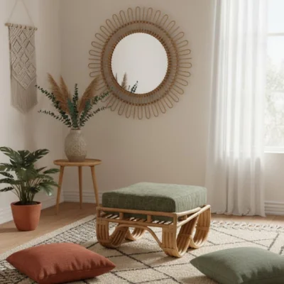 Dunelm Desser Pretzel Rattan Footstool