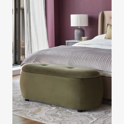 Danetti Lani olive green velvet storage ottoman bench