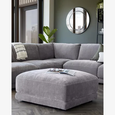 Danetti Casey mid grey chenille fabric footstool