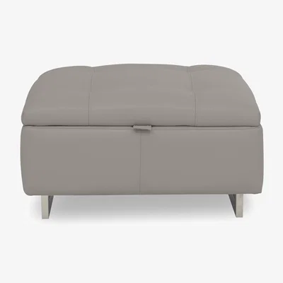 Furniture Village Moet Large Leather Storage Footstool - New Grey